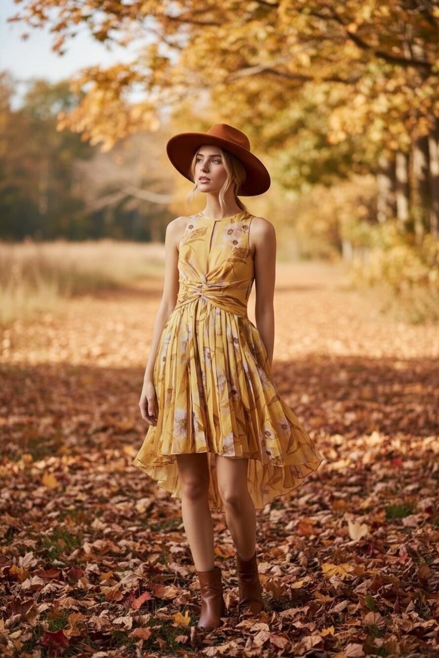 Ted Baker Fabulas Cabana Pleated Dress Yellow Floral High Low Midi Sleeveless 2